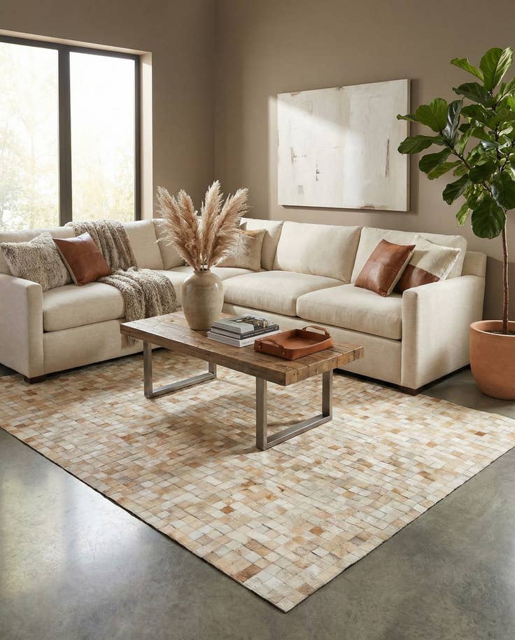 Detail image of 5' x 7' 11 Cowhide Stocks Rug