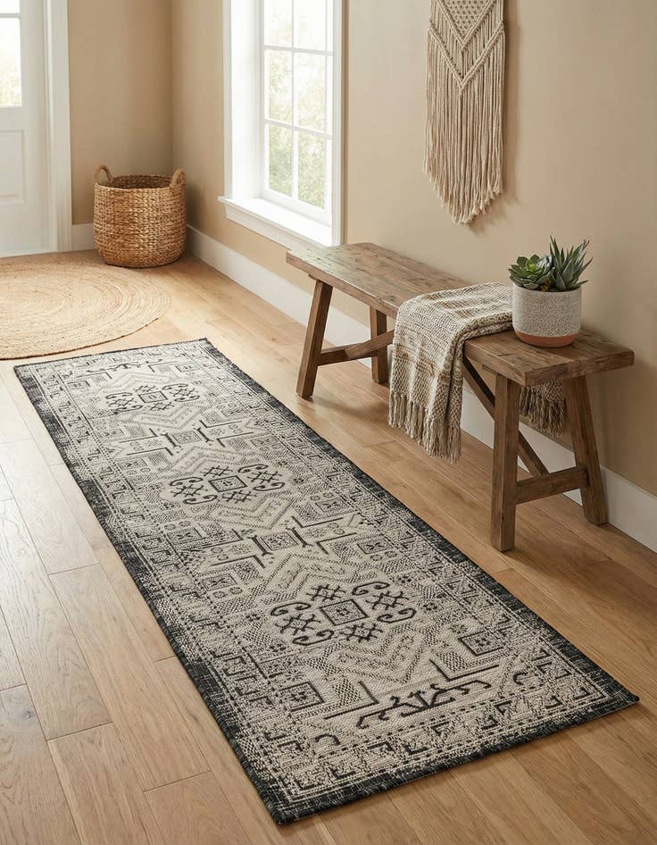 Detail image of 2' x 8'  Washable Aztec Indoor / Outdoor Runner Rug