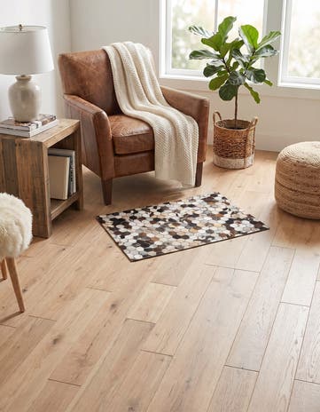 2' x 3' 1 Cowhide Leather Rug