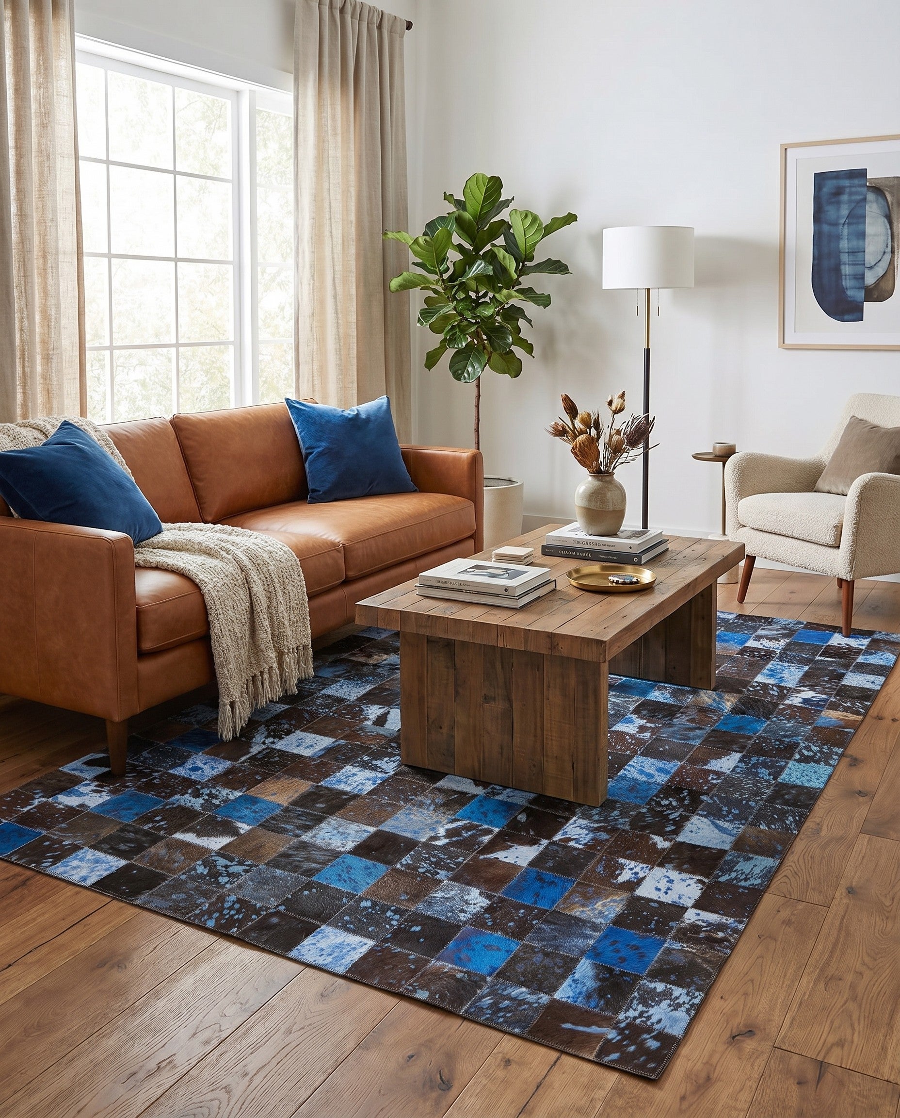 4' 7 x 6' 7 Cowhide Rug