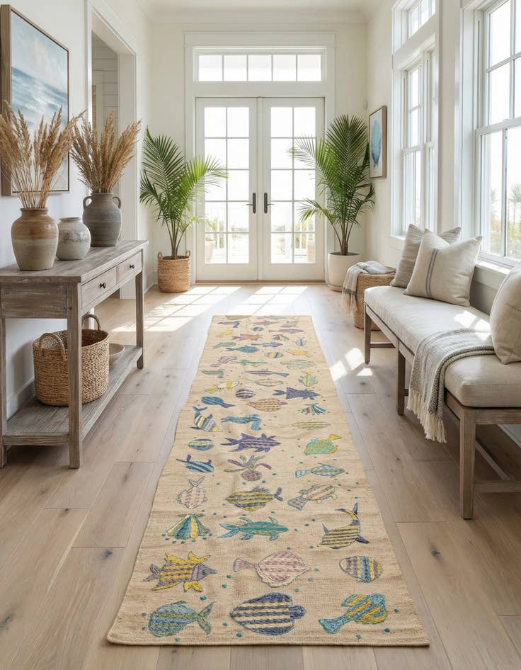 Detail image of 2' 2 x 9' 1  Hand Woven Kilim Suzani Wool Runner Rug