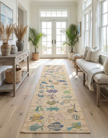 2' 2 x 9' 1 Hand Woven Kilim Suzani Wool Runner Rug