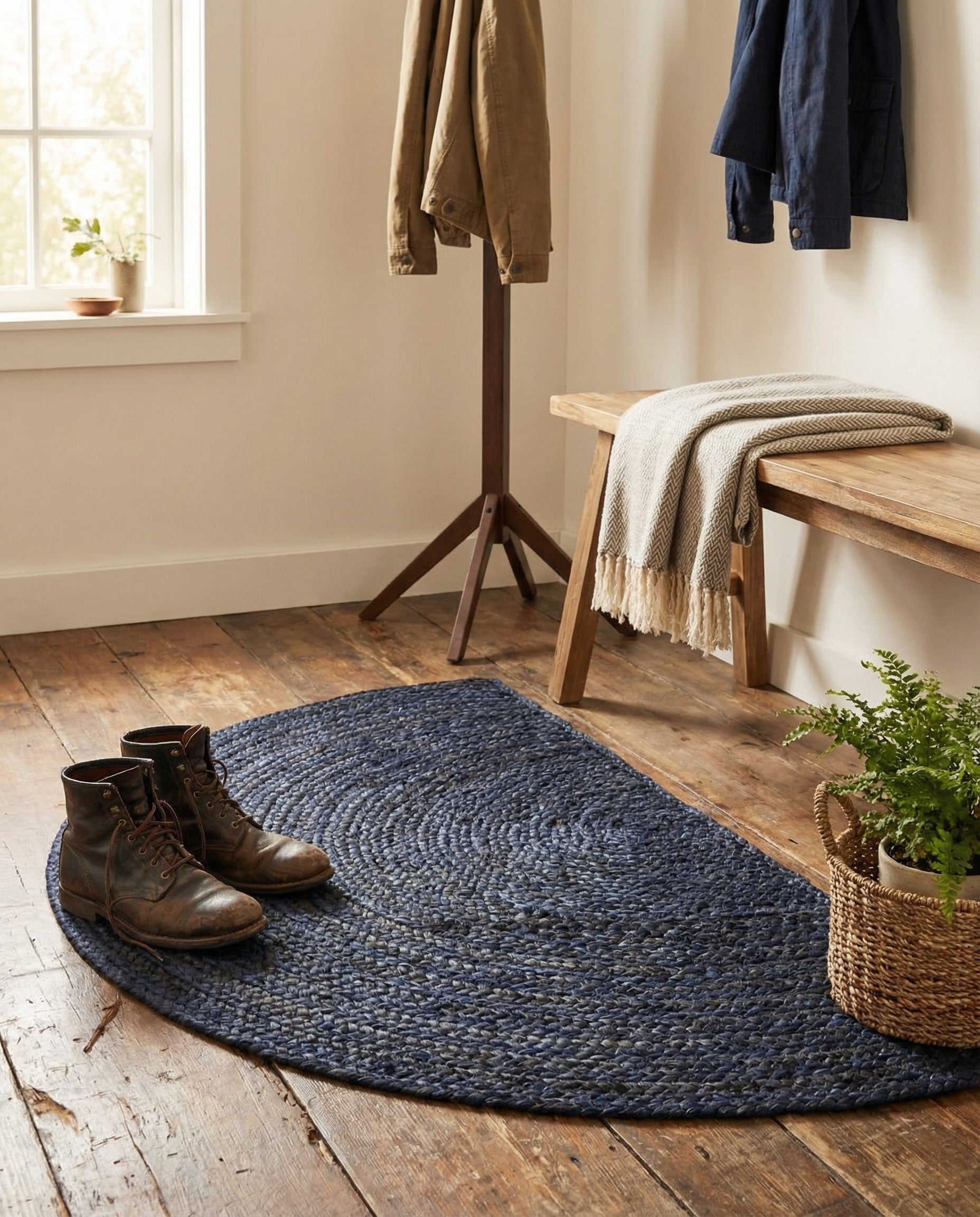 2' 2 x 3' 7 Handmade Braided Jute Hearth Rug