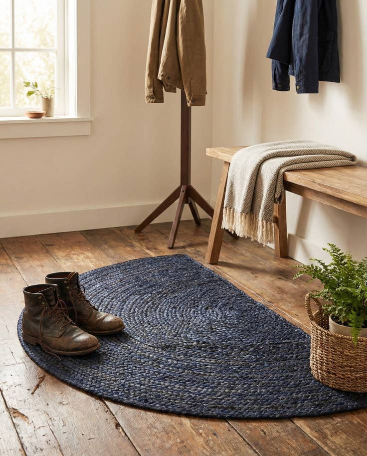 Detail image of 2' 2 x 3' 7 Handmade Braided Jute Hearth Rug