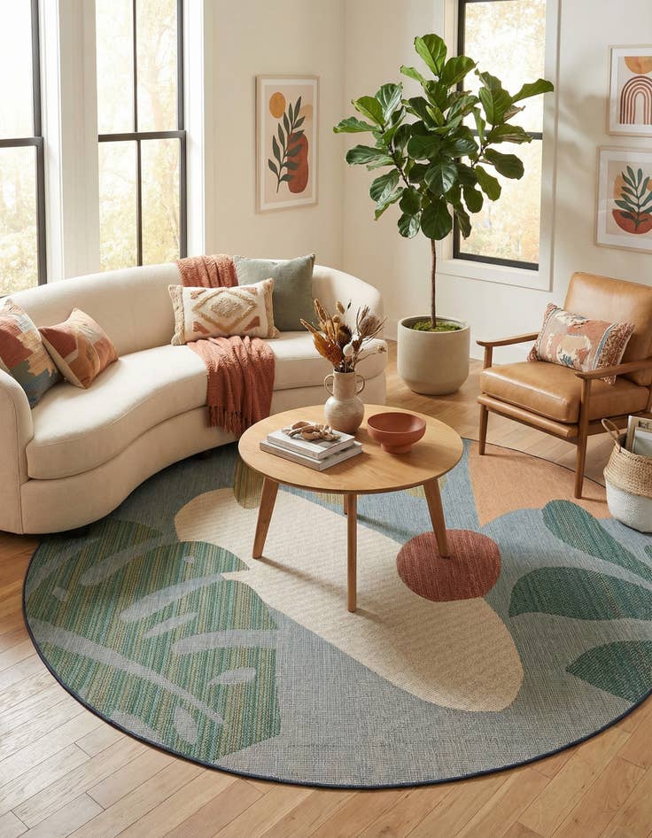 Detail image of 10' x 10' Easy-Clean Baja Indoor / Outdoor Round Rug