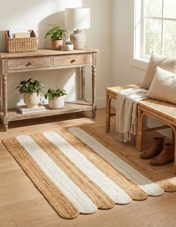 3' 1 x 5' 1 Handmade Scallop Braided Jute Rug