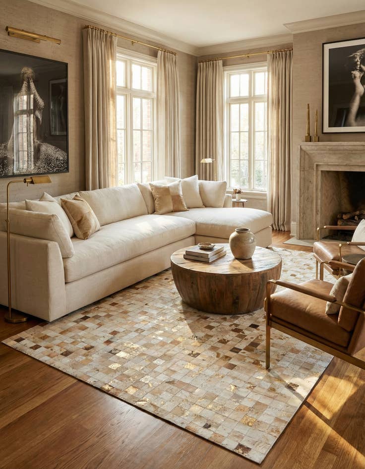 Detail image of 7' 10 x 9' 9 Cowhide Stocks Rug