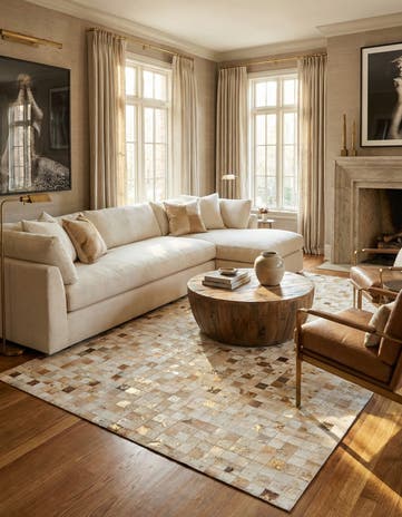7' 10 x 9' 9 Cowhide Stocks Rug