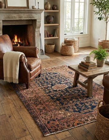 4' 4 x 5' 5 Hand Knotted Ultra Vintage Persian Wool Rug