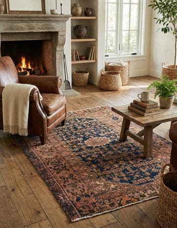 4' 4 x 5' 5 Hand Knotted Ultra Vintage Persian Wool Rug