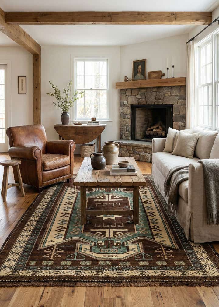 5' x 6' 9 Hand Knotted Kars Wool Rug