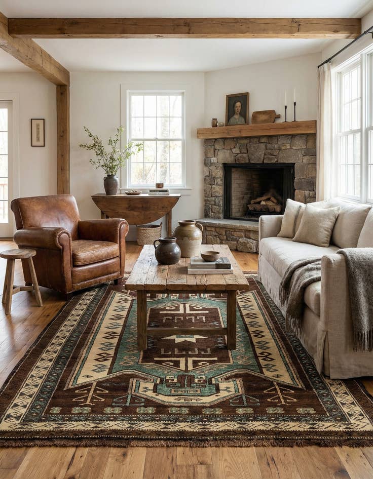 Detail image of 5' x 6' 9  Hand Knotted Kars Wool Rug