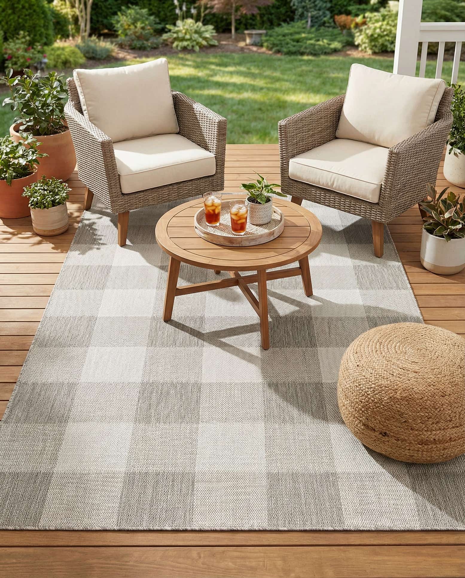 5' 3 x 8' Easy-Clean Checkered Indoor / Outdoor Rug