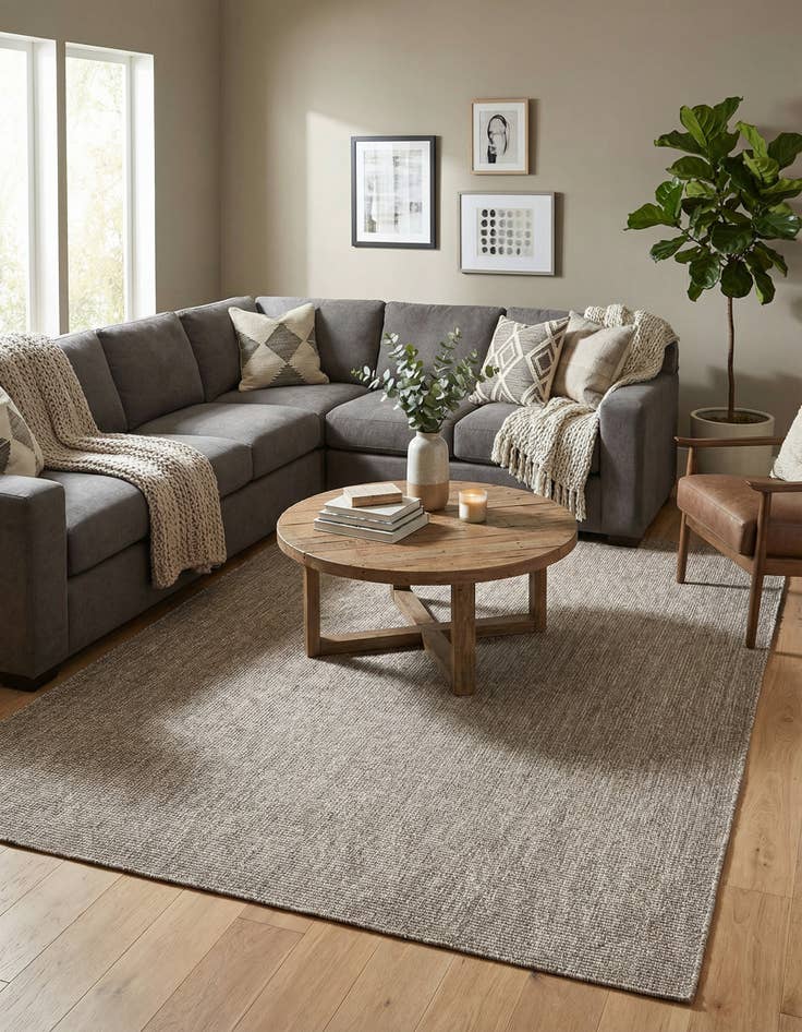 Detail image of 7' 10 x 11'  Washable Solid Indoor / Outdoor Rug