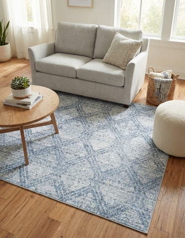 Blue Kamala Washable Square Rug