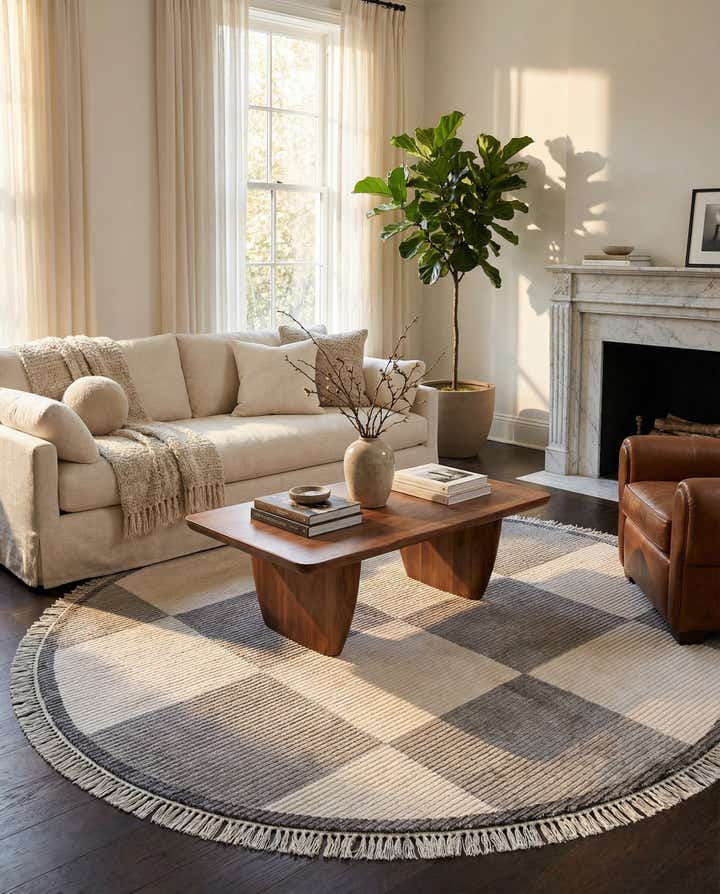 6' 7 x 6' 7 Hand Knotted Darya Wool Round Rug