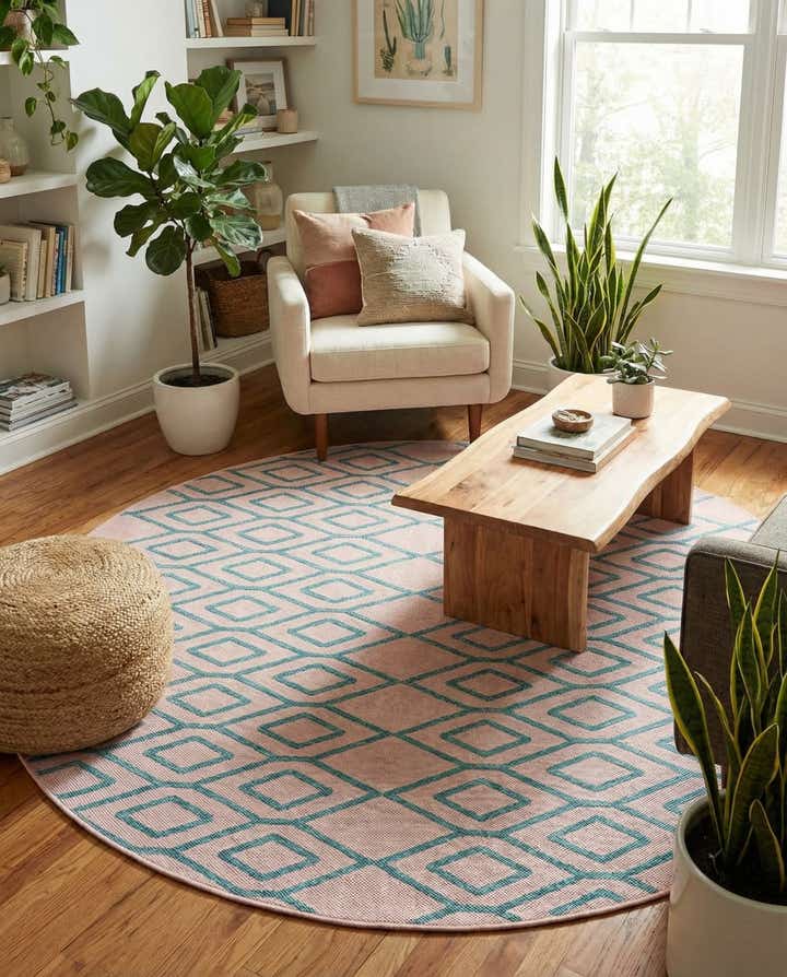 6' 7 x 6' 7 Easy-Clean Jill Zarin Turks and Caicos Indoor / Outdoor Round Rug