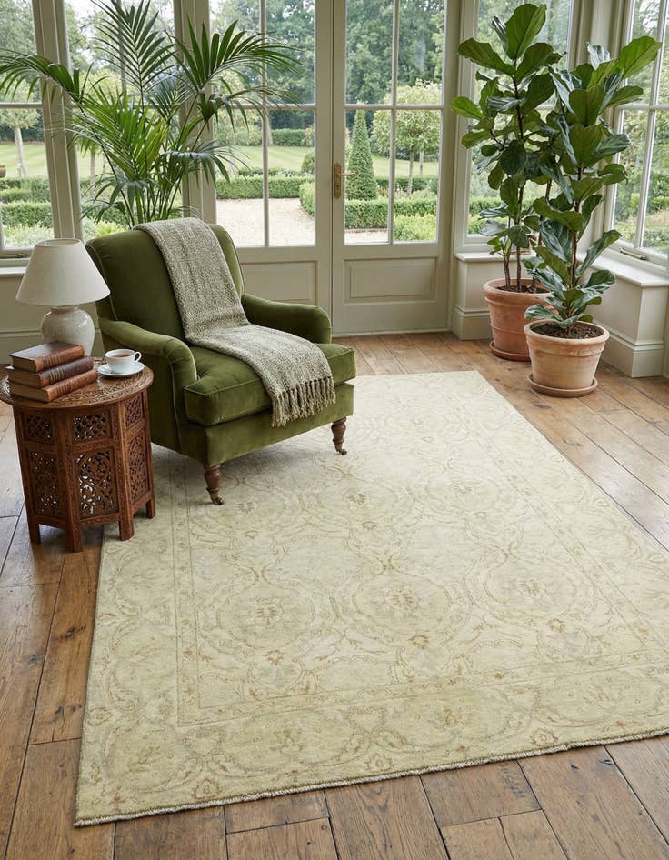 Detail image of 5' 7 x 7' 9  Hand Knotted Peshawar Ziegler Wool Rug