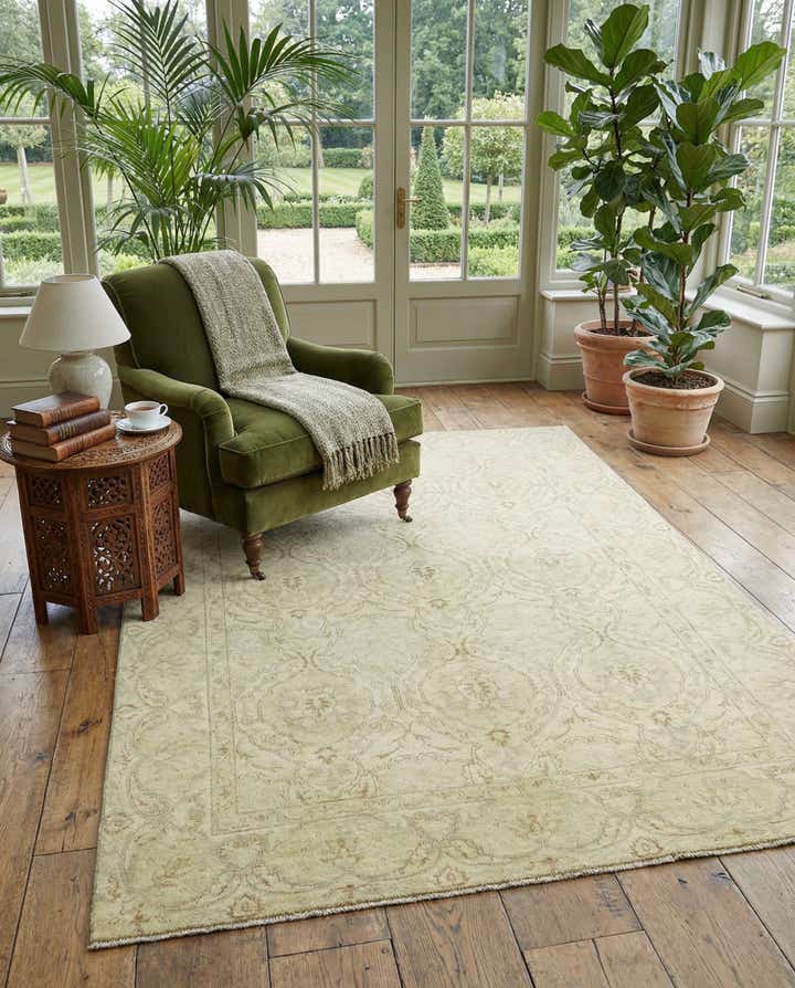 5' 7 x 7' 9 Hand Knotted Peshawar Ziegler Wool Rug