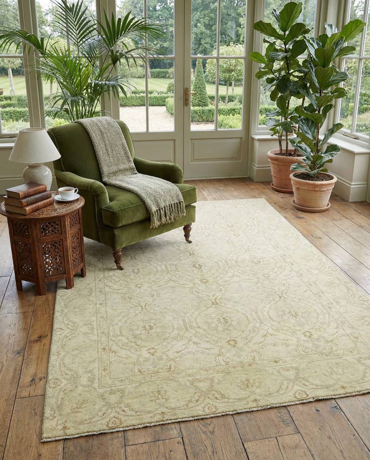Detail image of 5' 7 x 7' 9 Hand Knotted Peshawar Ziegler Wool Rug