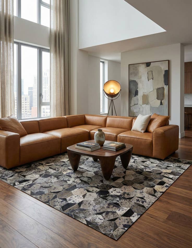 Detail image of 5' 1 x 8' Cowhide Stocks Rug