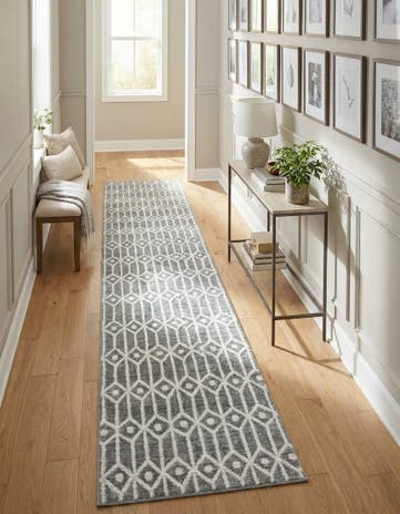 Gray Lattice Trellis Runner Rug