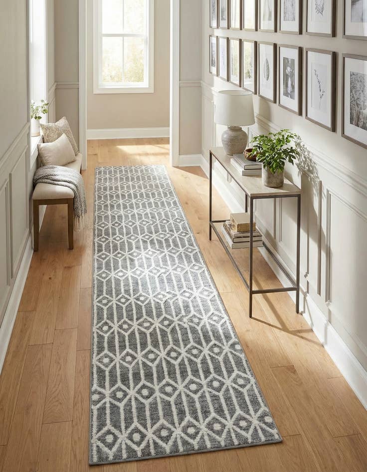 Detail image of 2' 7 x 16' 5 Lattice Trellis Runner Rug