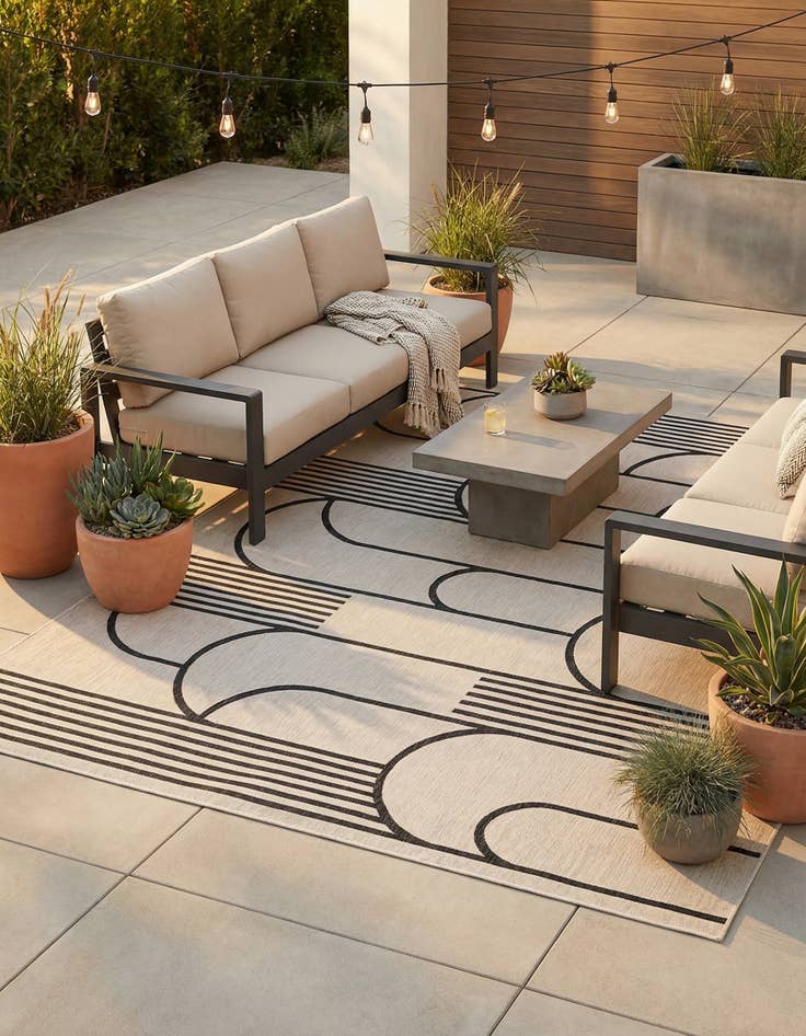 Detail image of 9' x 12'  Washable Modern Indoor / Outdoor Rug