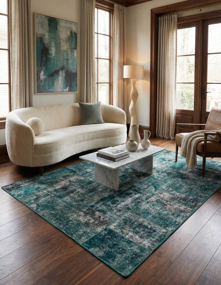 Detail image of 4' 5 x 7' 2  Hand Knotted Ultra Vintage Persian Wool Rug