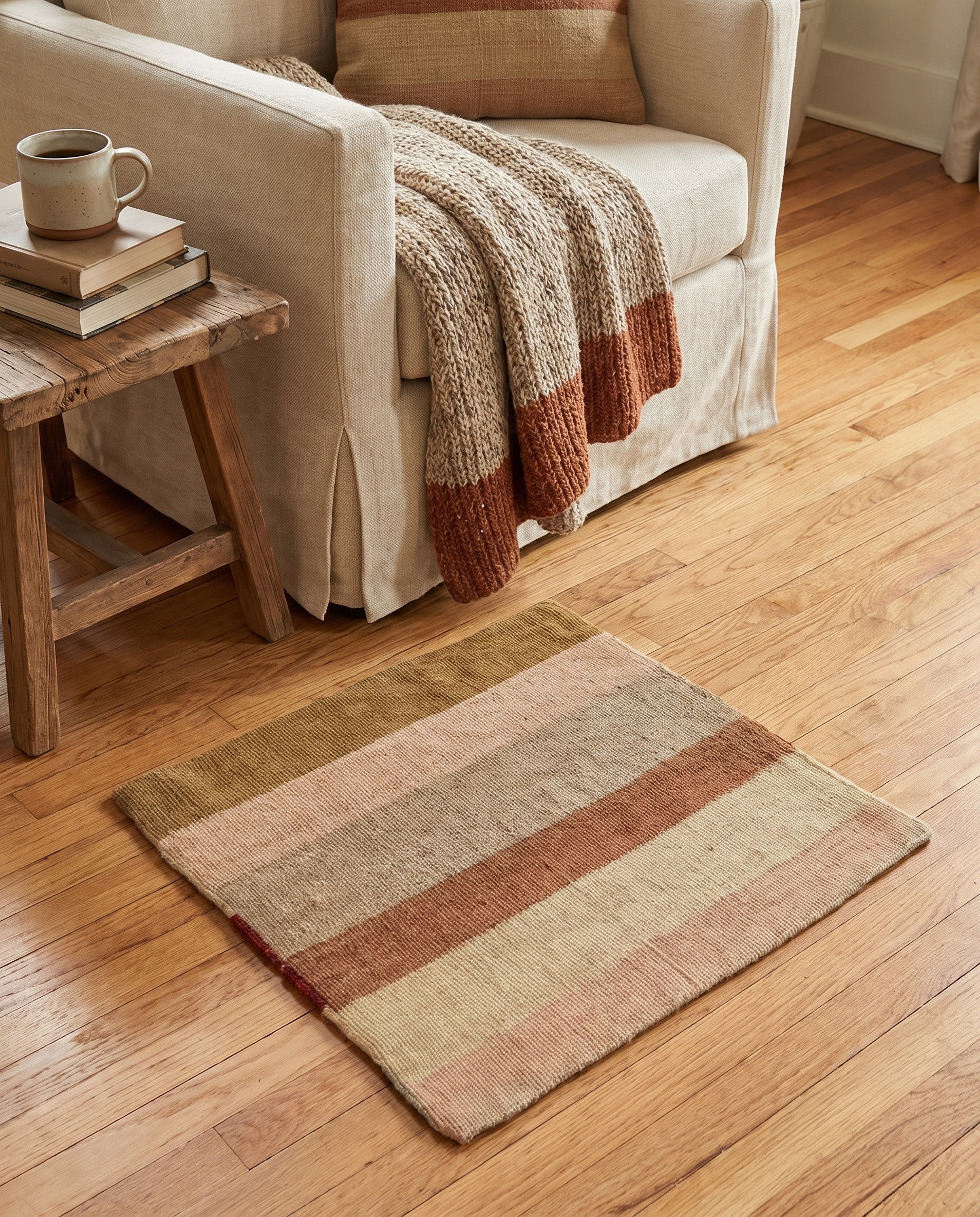 1' 5 x 1' 7 Hand Woven Pillow Wool Square Rug
