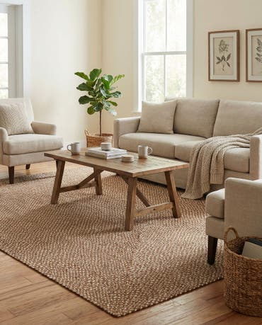  6' 1 x 9'  Hand Tweed Braided Jute Rug