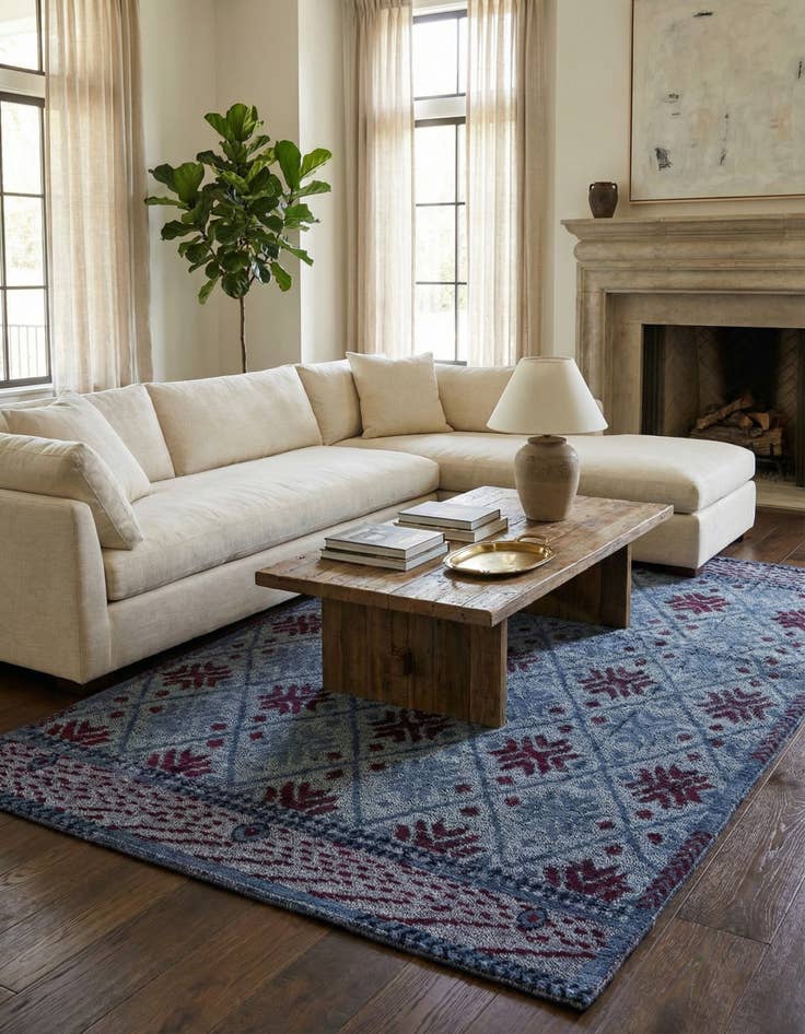 Detail image of 5' 10 x 8'  Hand Knotted Darya Wool Rug