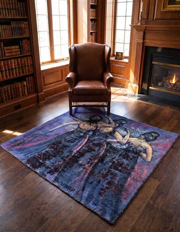 4' 2 x 4' 3 Hand Knotted Ultra Vintage Persian Wool Square Rug