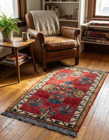 1' 11 x 3' 6 Hand Knotted Kazak Wool Rug