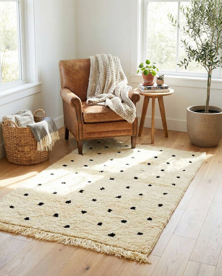 Detail image of 2' 10 x 4' 10 Hand Knotted Moroccan Wool Rug