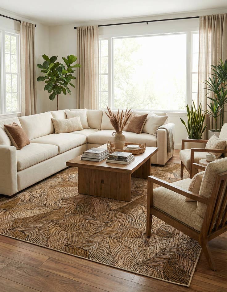 Detail image of 10' x 13'  Washable Botanical Indoor / Outdoor Rug