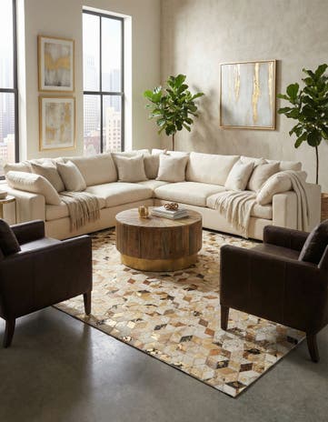 5' x 8' Cowhide Leather Rug