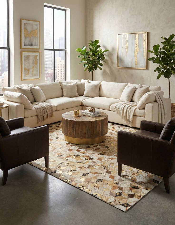 Detail image of 5' x 8' Cowhide Leather Rug