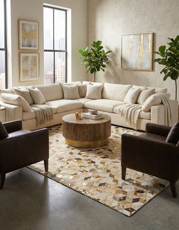 5' x 8' Cowhide Leather Rug