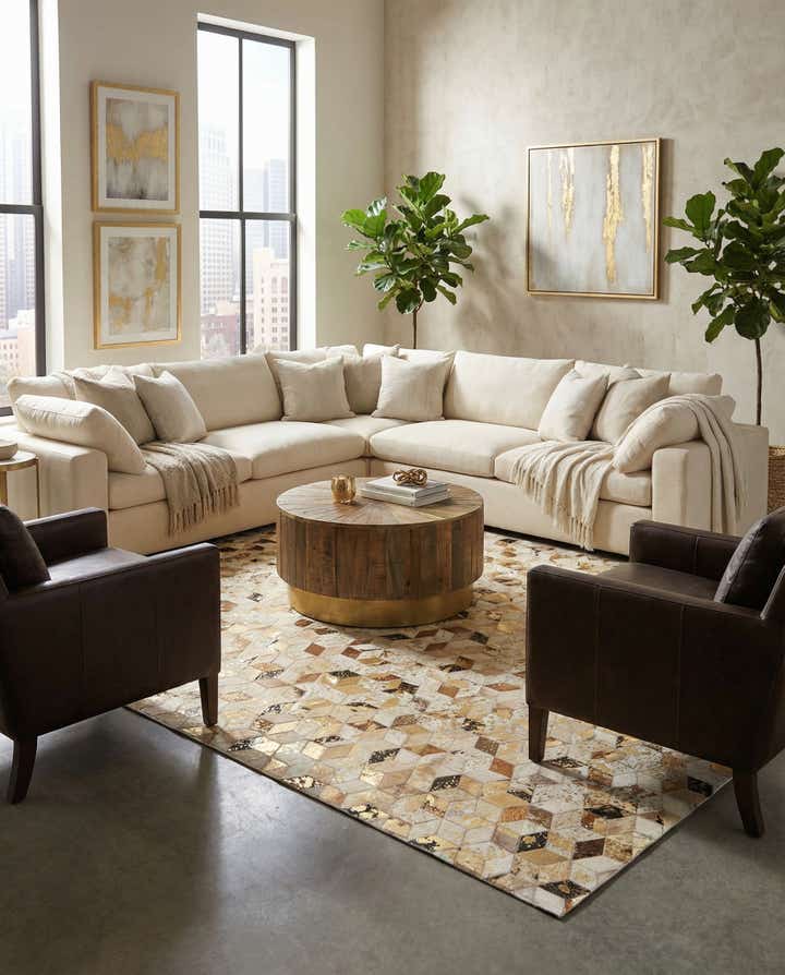 5' x 8' Cowhide Leather Rug