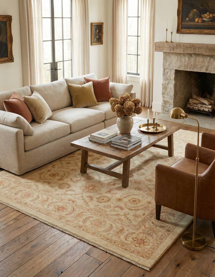 Detail image of  6' 5 x 7' 10  Hand Knotted Peshawar Ziegler Rug