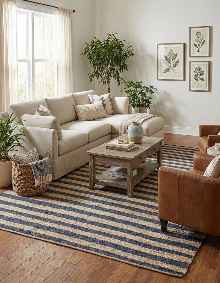 Detail image of 10' x 14' 1  Hand Braided Jute Rug