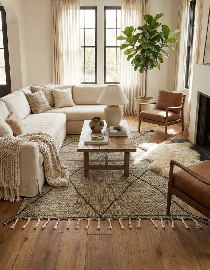 Detail image of 6' 6 x 10' 4  Hand Knotted Moroccan Wool Rug