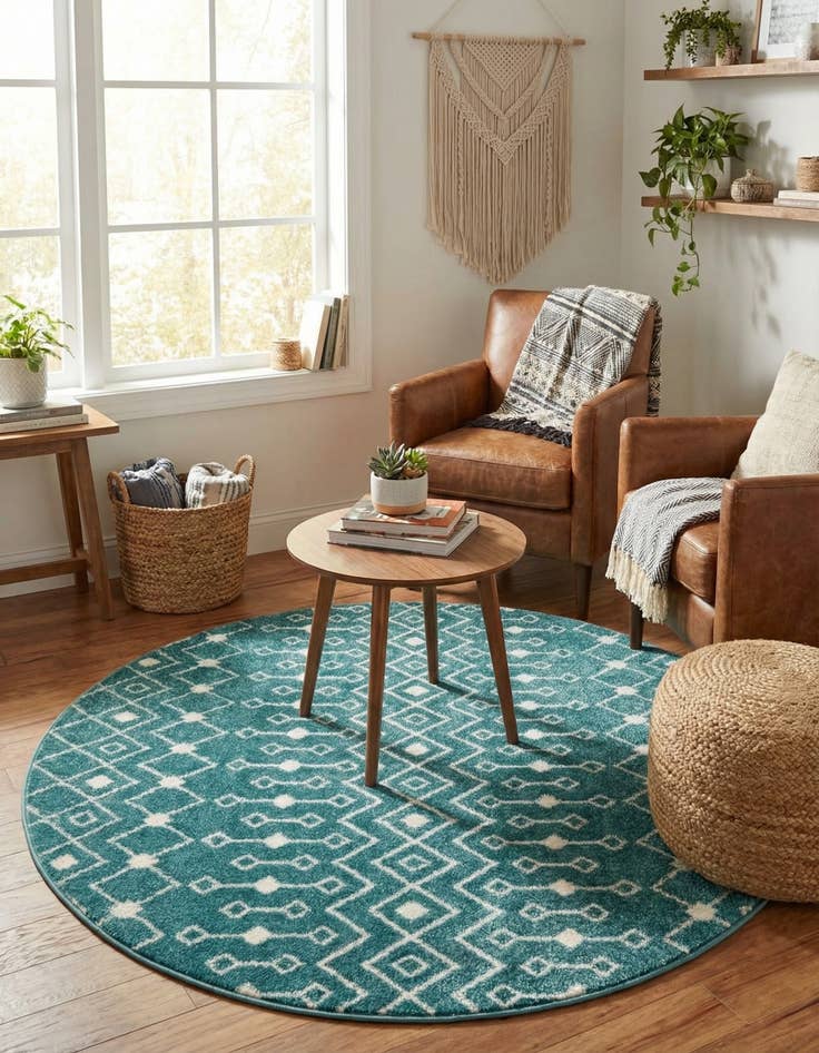 Detail image of  6' x 6' Moroccan Trellis Round Rug