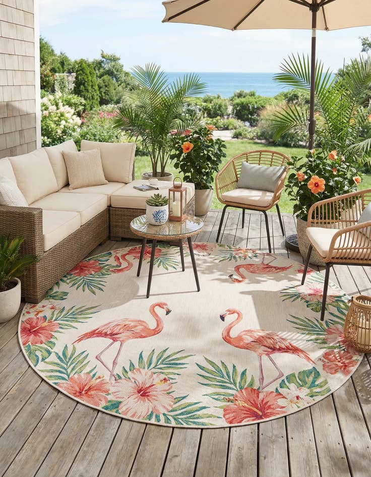 Detail image of  10' x 10'  Washable Jill Zarin Caribbean Indoor / Outdoor Round Rug