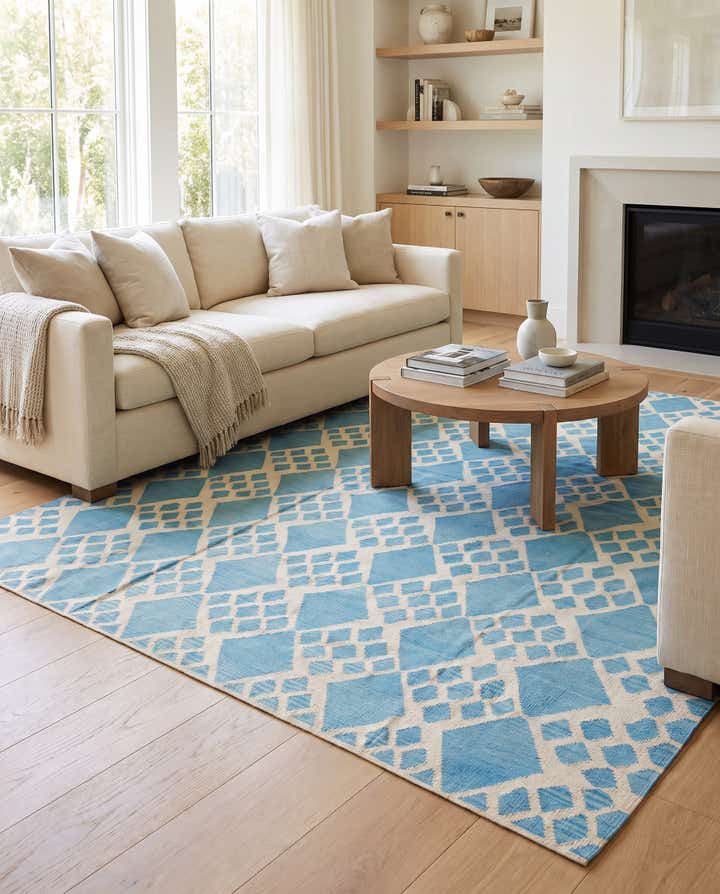 8' 9 x 9' 8 Hand Woven Kilim Modern Wool Rug