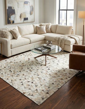 5' 3 x 8' 2 Cowhide Leather Rug