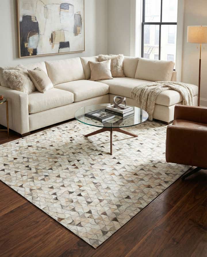 5' 3 x 8' 2 Cowhide Leather Rug