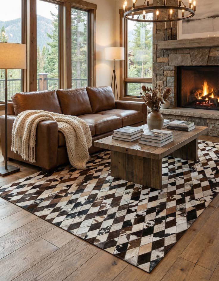 Detail image of 6' 7 x 9' 10 Cowhide Stocks Rug