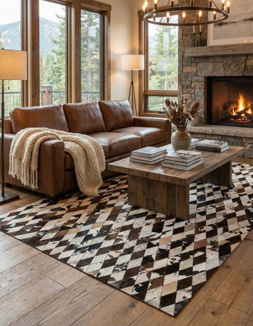 6' 7 x 9' 10 Cowhide Stocks Rug